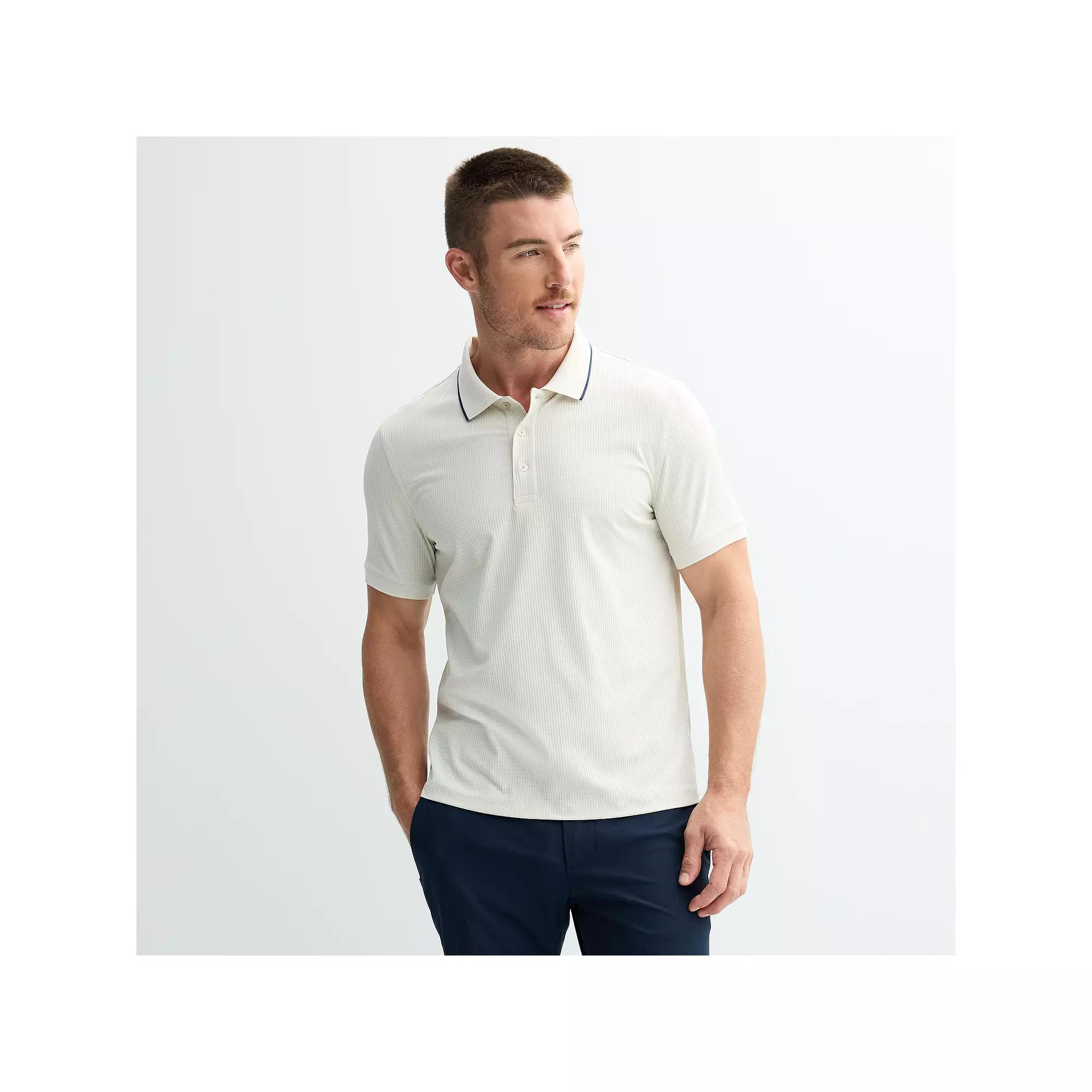 Men's FLX Ribbed Short Sleeve Polo Shirt, Size: Small, Black Product Image