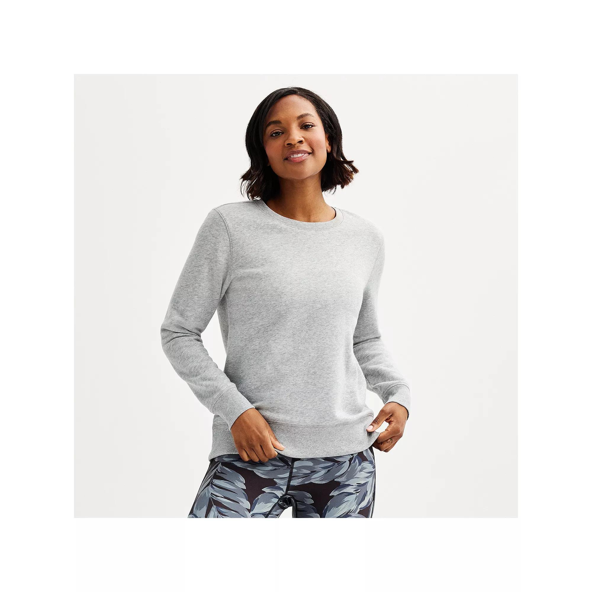 Women's Tek Gear® Ultrasoft Fleece Crewneck Sweatshirt, Size: Large Tall, Dark Frost Grey Product Image