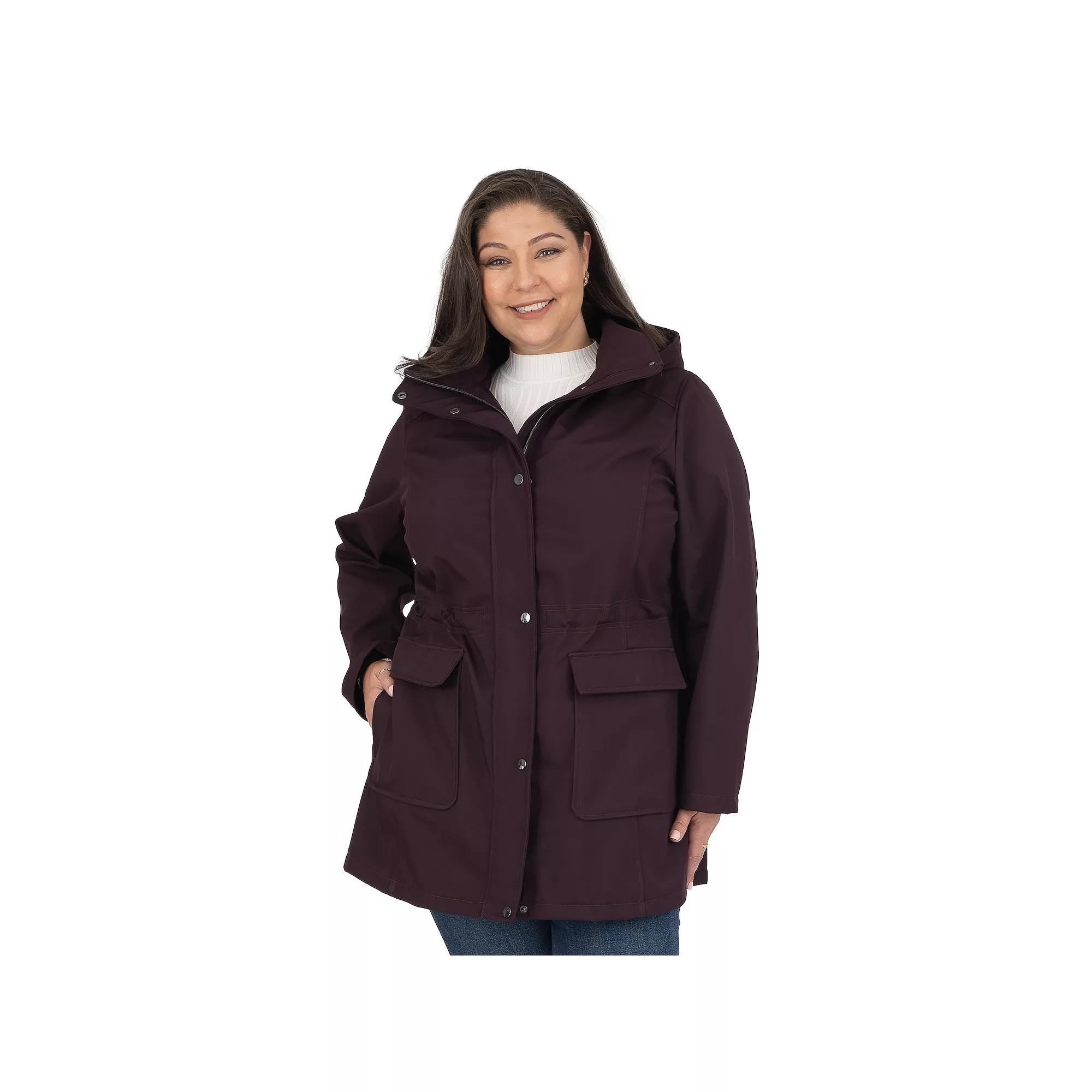 Plus Size Fleet Street Hooded Soft Shell Coat, Womens Purple Product Image