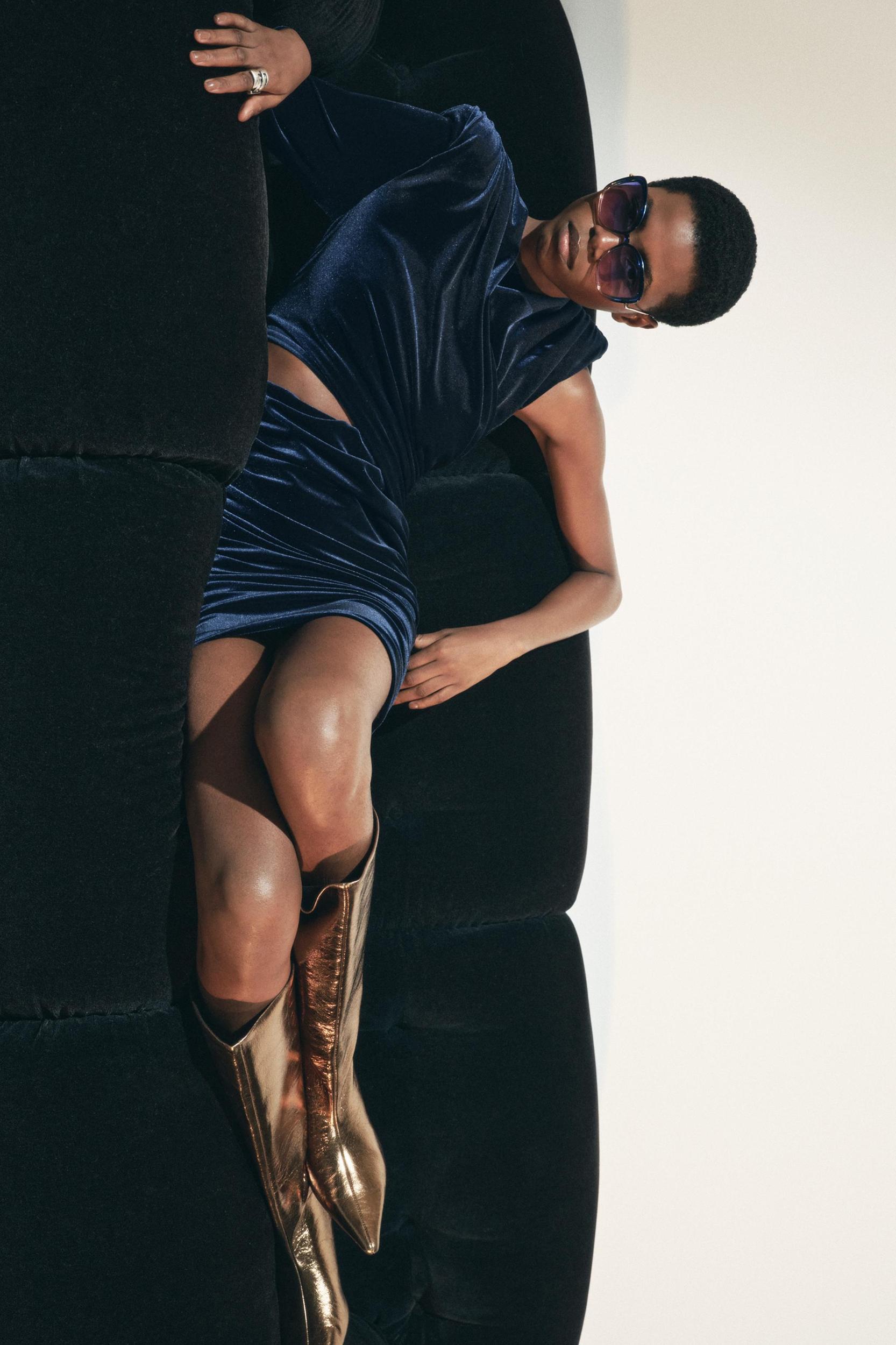 CUT OUT VELVET DRESS ZW COLLECTION Product Image