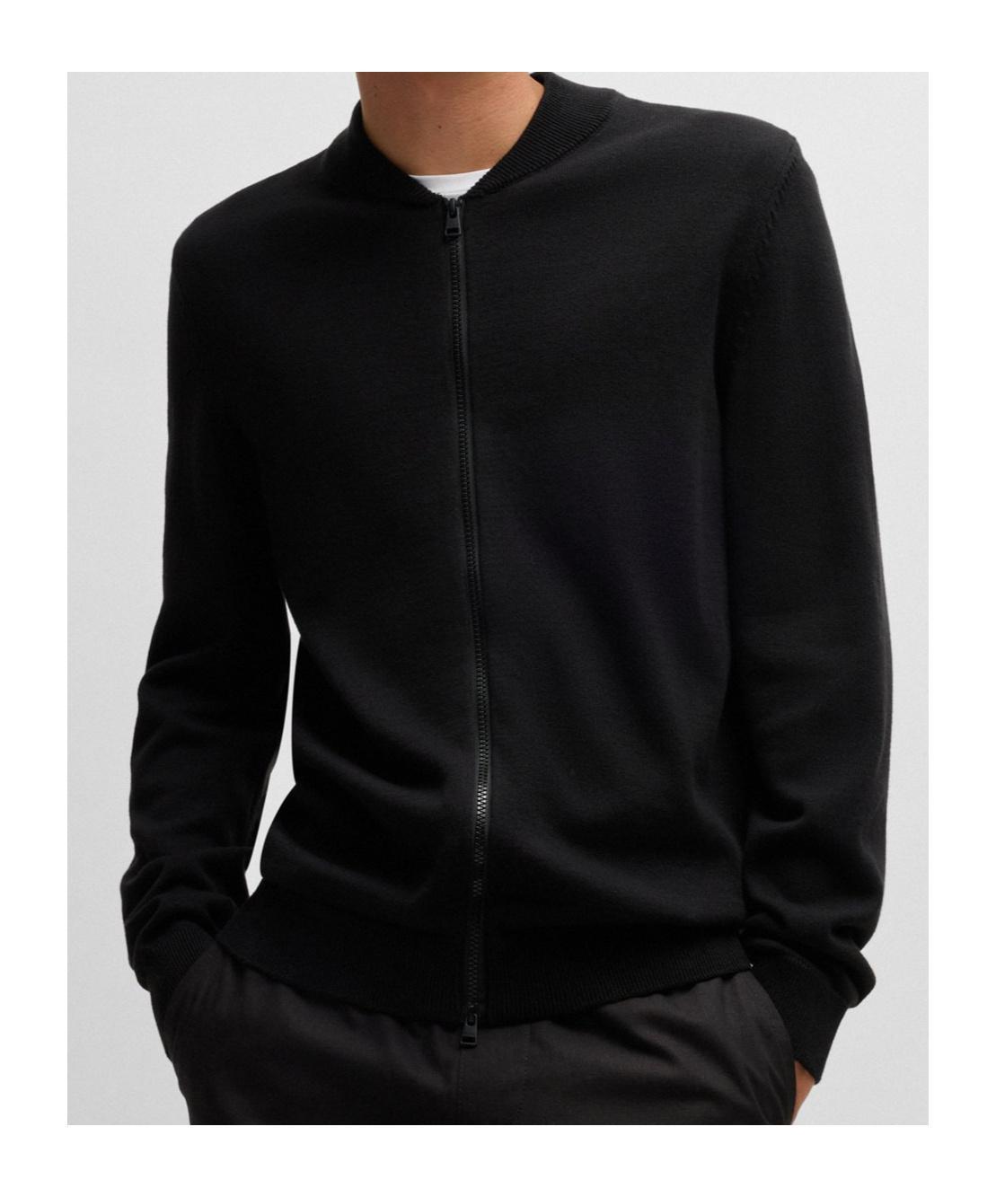 HUGO BOSS Long-sleeved Cardigan In Black Product Image
