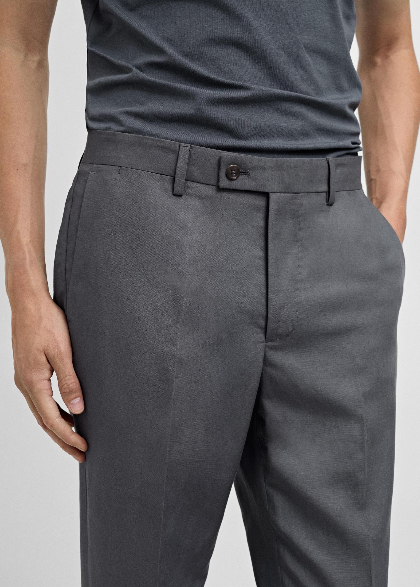 Slim-fit linen-blend suit pants - Men | MANGO USA Product Image