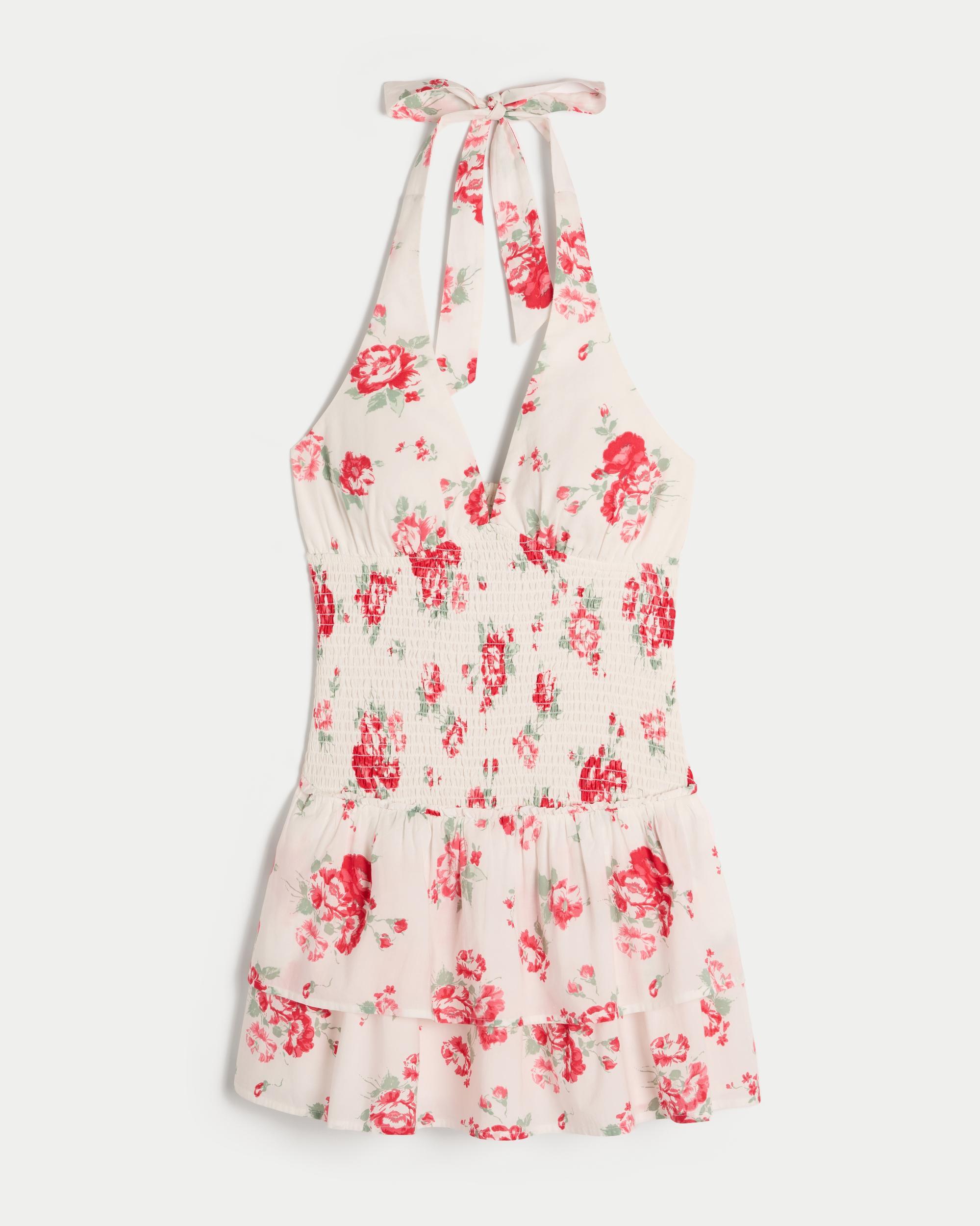 Double-Tier Smocked Halter Skort Dress Product Image