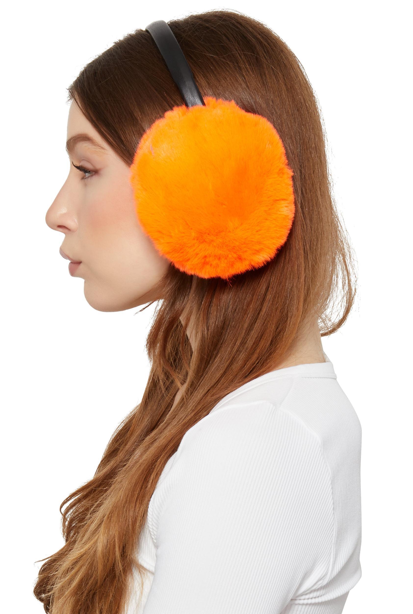 Faux Leather Band Faux Fur Earmuffs Female Product Image