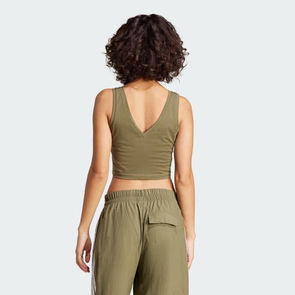 Womens adidas Essentials Small Logo Slim-Fit Sportswear Tank Top Green Strata White Product Image