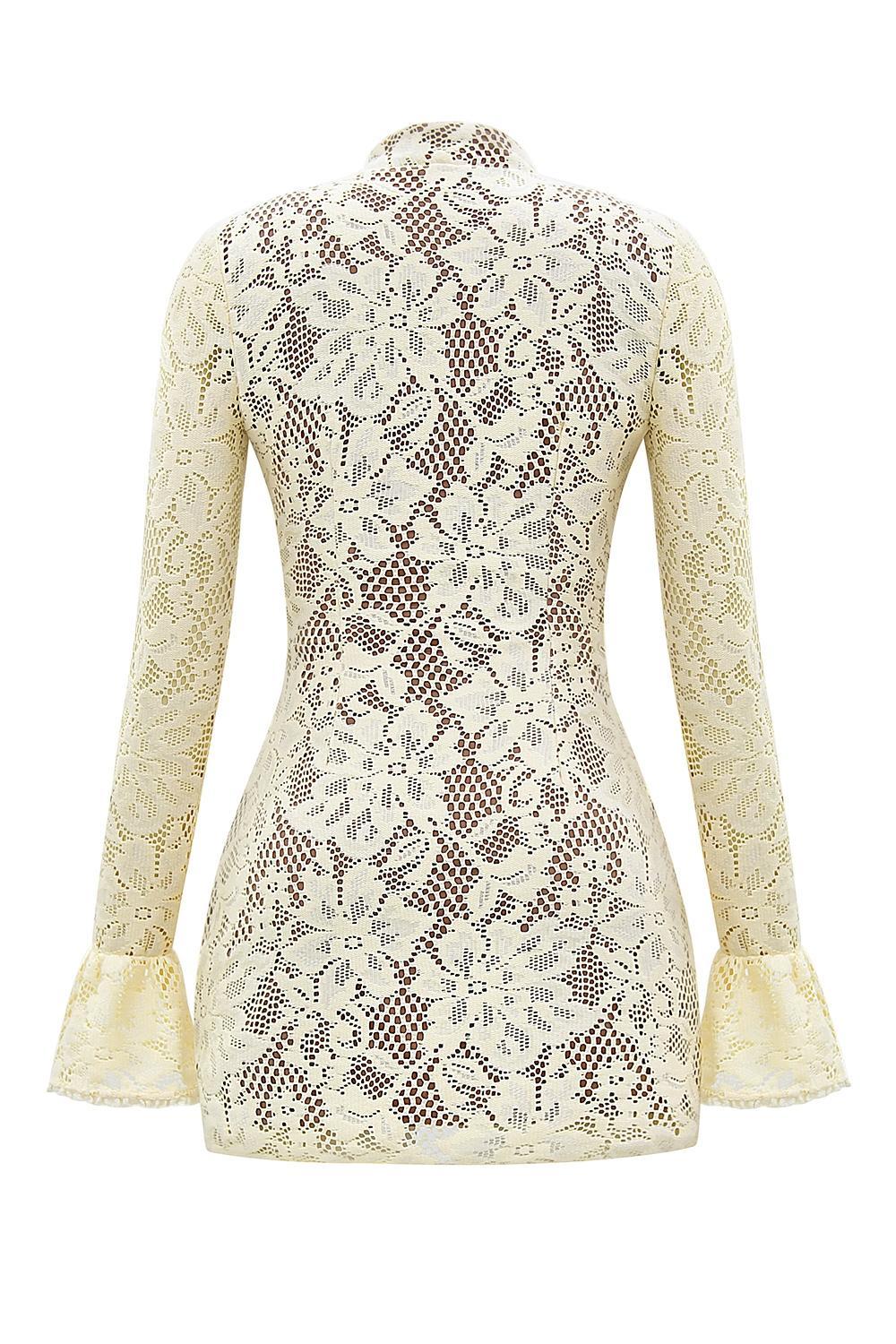Brianna Buttermilk Keyhole Lace Mini Dress Product Image