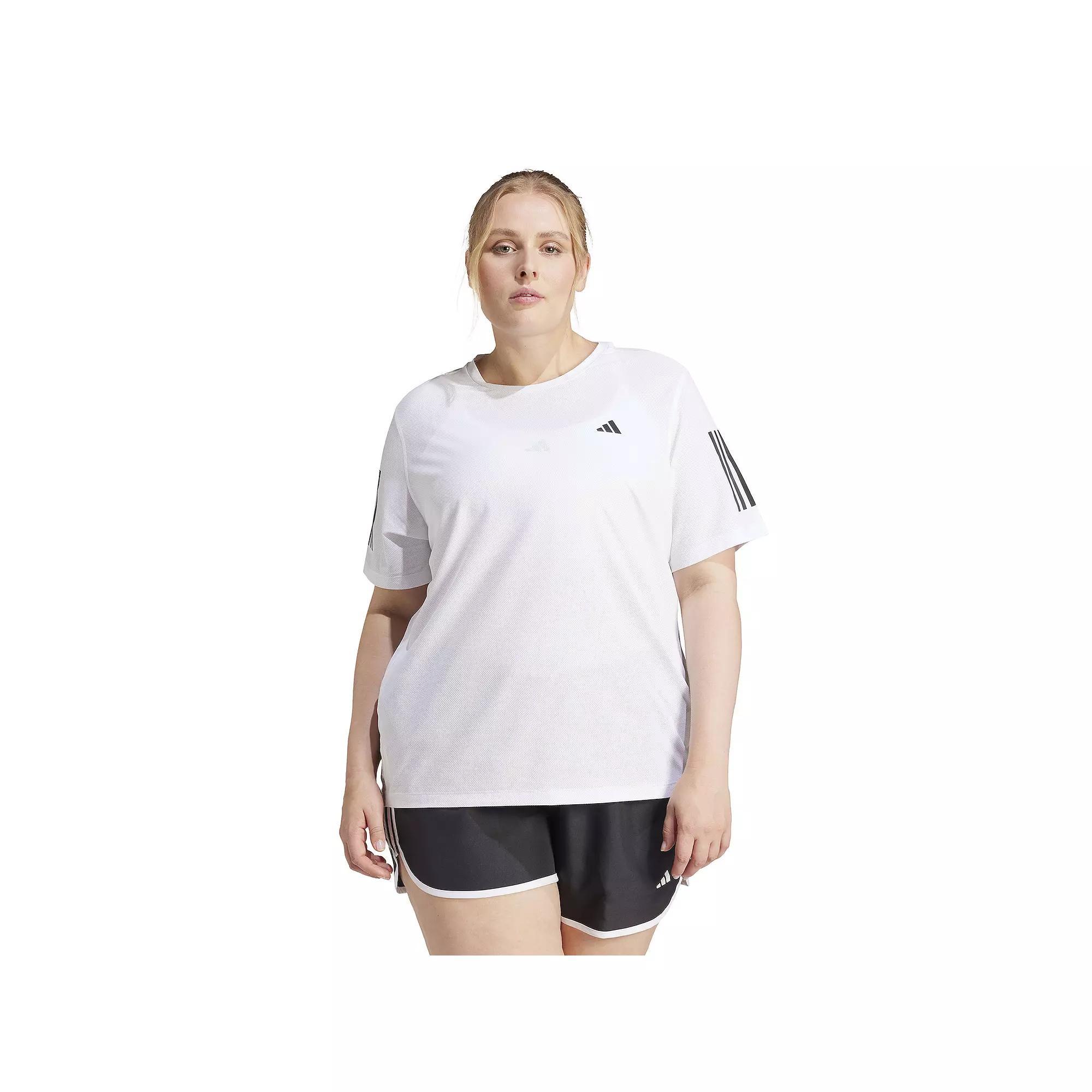 adidas Own The Run Tee (Plus Size) Pink Fusion 2X Womens Product Image