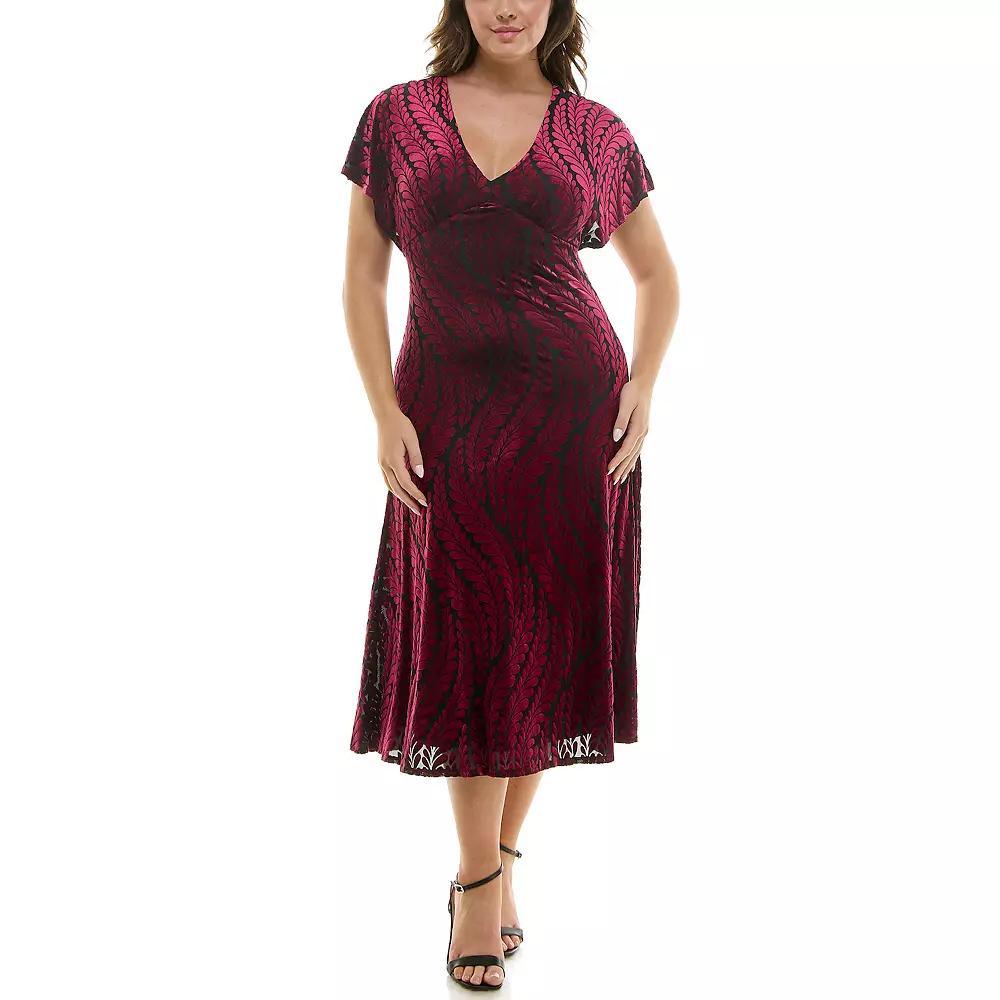 Plus Size Taylor Velvet Burnout Dolman Sleeve Dress, Women's, Size: 20 - Regular, Wine Black Product Image