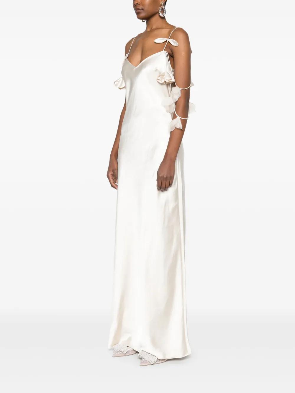 floral-appliqué satin maxi dress Product Image