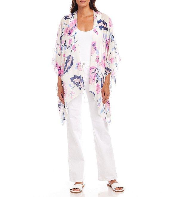 Karen Kane Floral 3/4 Sleeve Open Front Kimono Product Image