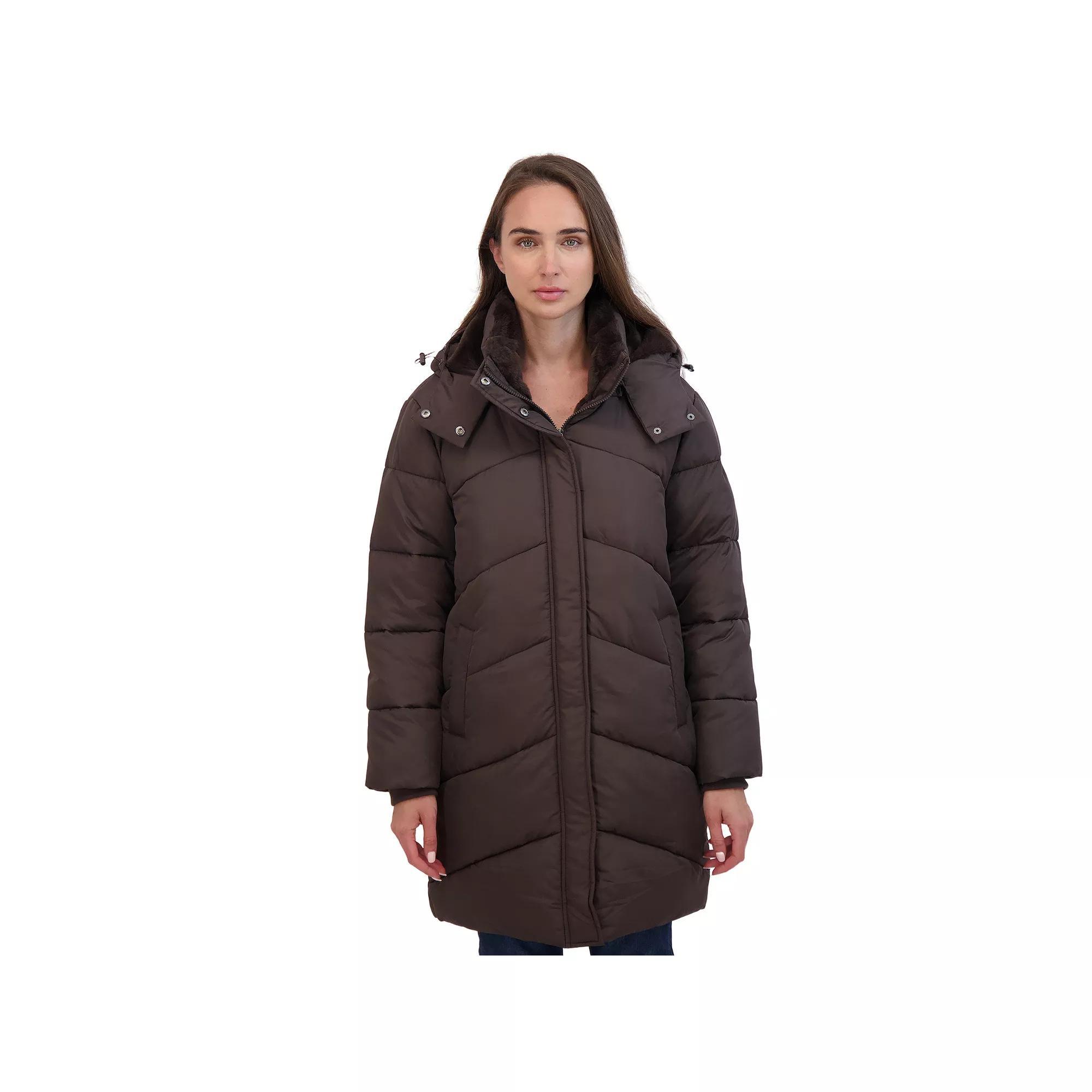 Women's Sebby Collection Cozy Lined Puffer Coat, Size: Small, Gray Product Image