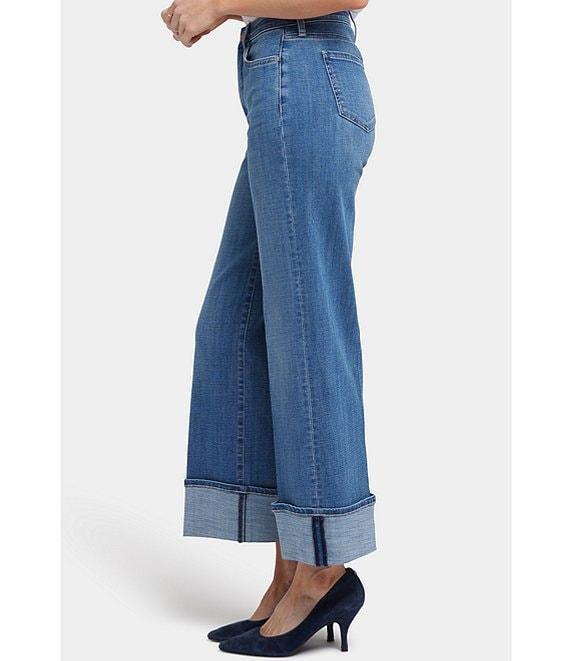 NYDJ Petite Size Teresa Wide Leg High Rise Cuffed Jeans Product Image