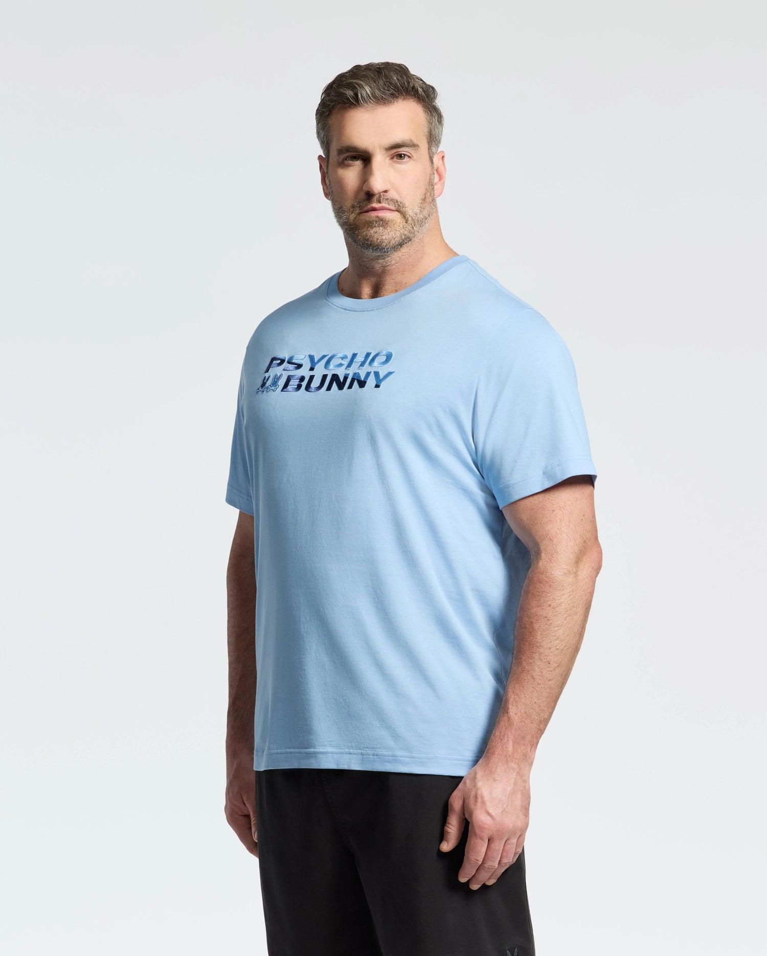 Men's Big And Tall Berni Embroidered Wordmark Graphic Tee 472 SERENITY / 3XL Product Image