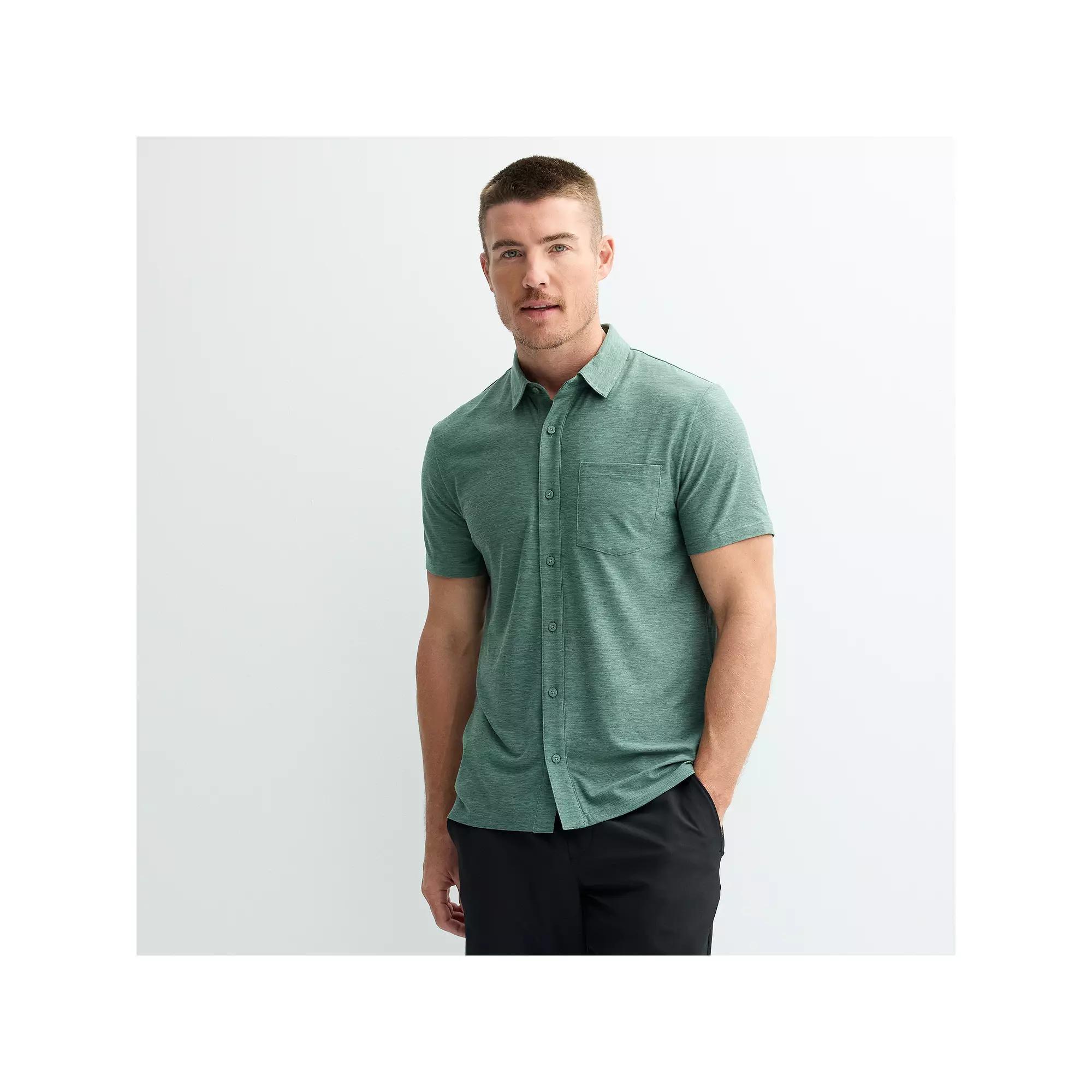 Men's FLX Wander Button Down Polo, Size: Small, Aspen Green Product Image