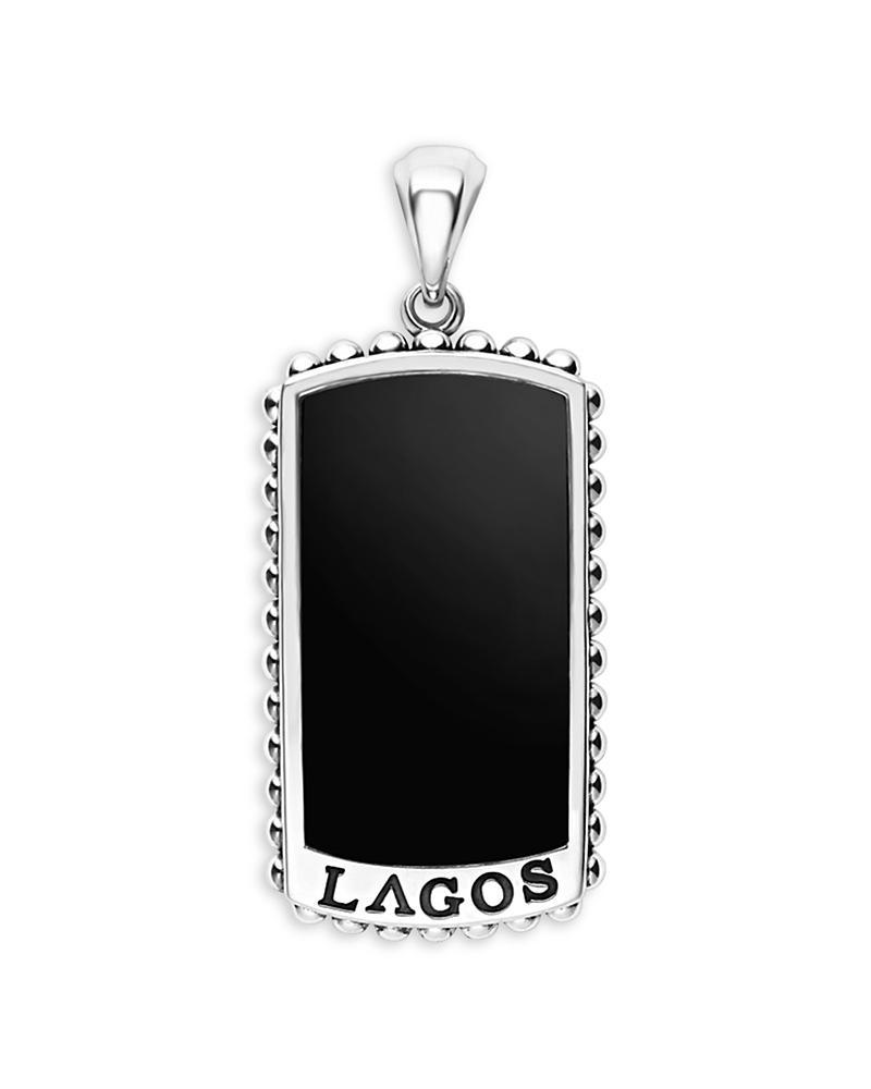 Lagos Mens Sterling Silver Anthem Black Agate Dog Tag Pendant - Exclusive Product Image
