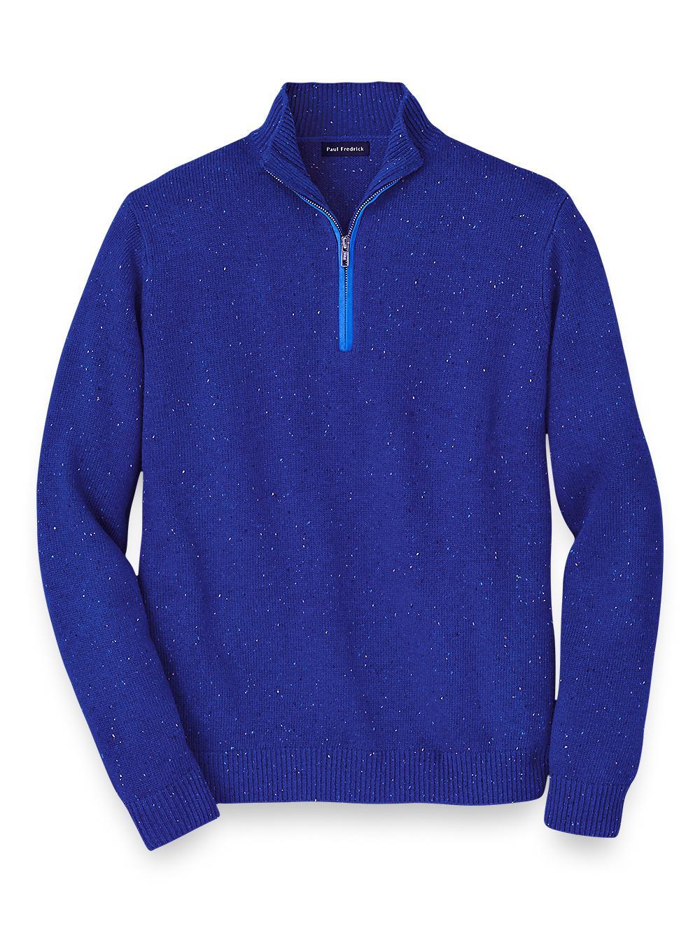 Donegal Zip Mock Neck Sweater - Purple Product Image