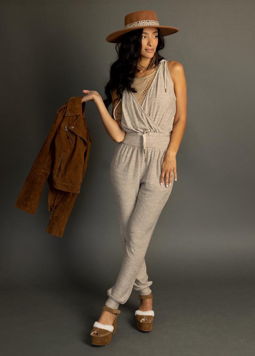 Baylee Jumpsuit in Heather Light Taupe Female Product Image