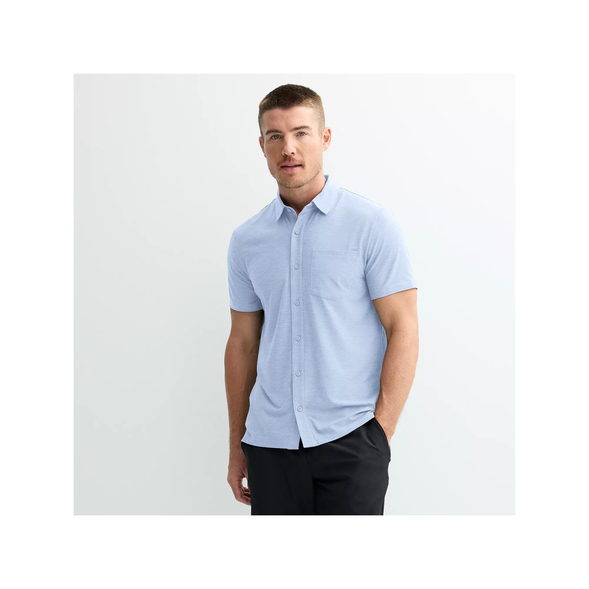 Men's FLX Wander Button Down Polo, Size: Small, Beige Product Image