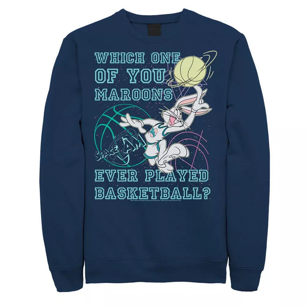 Men's Looney Tunes Space Jam Bugs Bunny Which One Of You Maroons Sweatshirt, Size: XXL, Blue Product Image