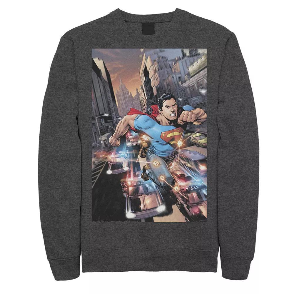 Men's DC Comics Superman Flashing Lights Poster Sweatshirt, Size: Small, Black Product Image
