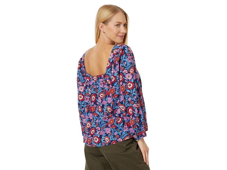 Vineyard Vines Tisbury Floral Square Neck Top (Tisbury Floral/Deep Bay) Women's Clothing Product Image