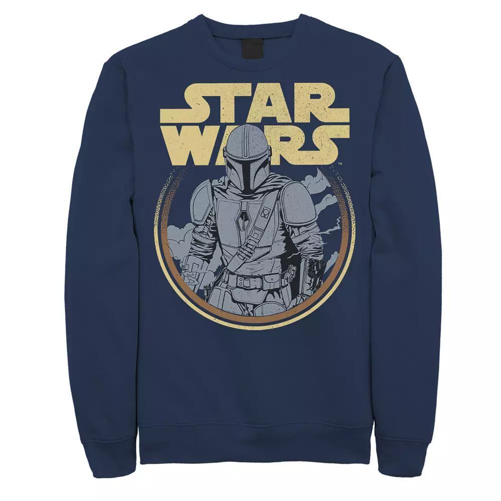 Men's Star Wars The Mandalorian Simple Logo Circle Portrait Sweatshirt, Size: Medium, Blue Product Image