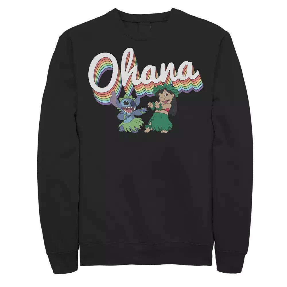 Disney's Lilo & Stitch Ohana Rainbow Men's Fleece Sweatshirt, Size: Small, Black Product Image