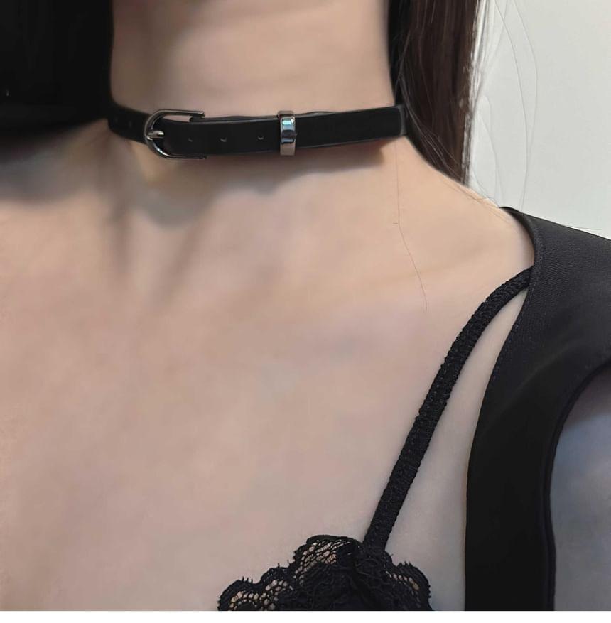 Faux Leather Buckle Choker Product Image
