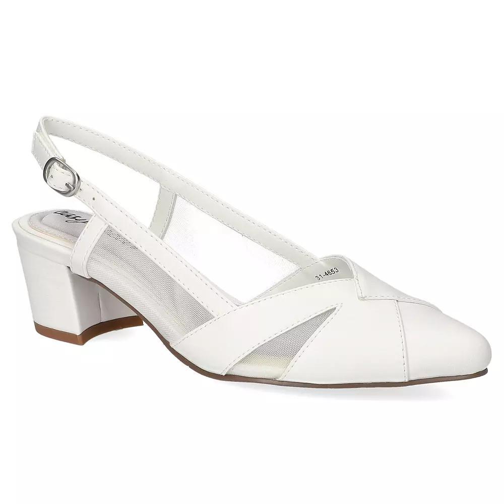 Easy Street Avena Women's Block Heel Slingback Pumps, Size: 8 Wide, White Product Image