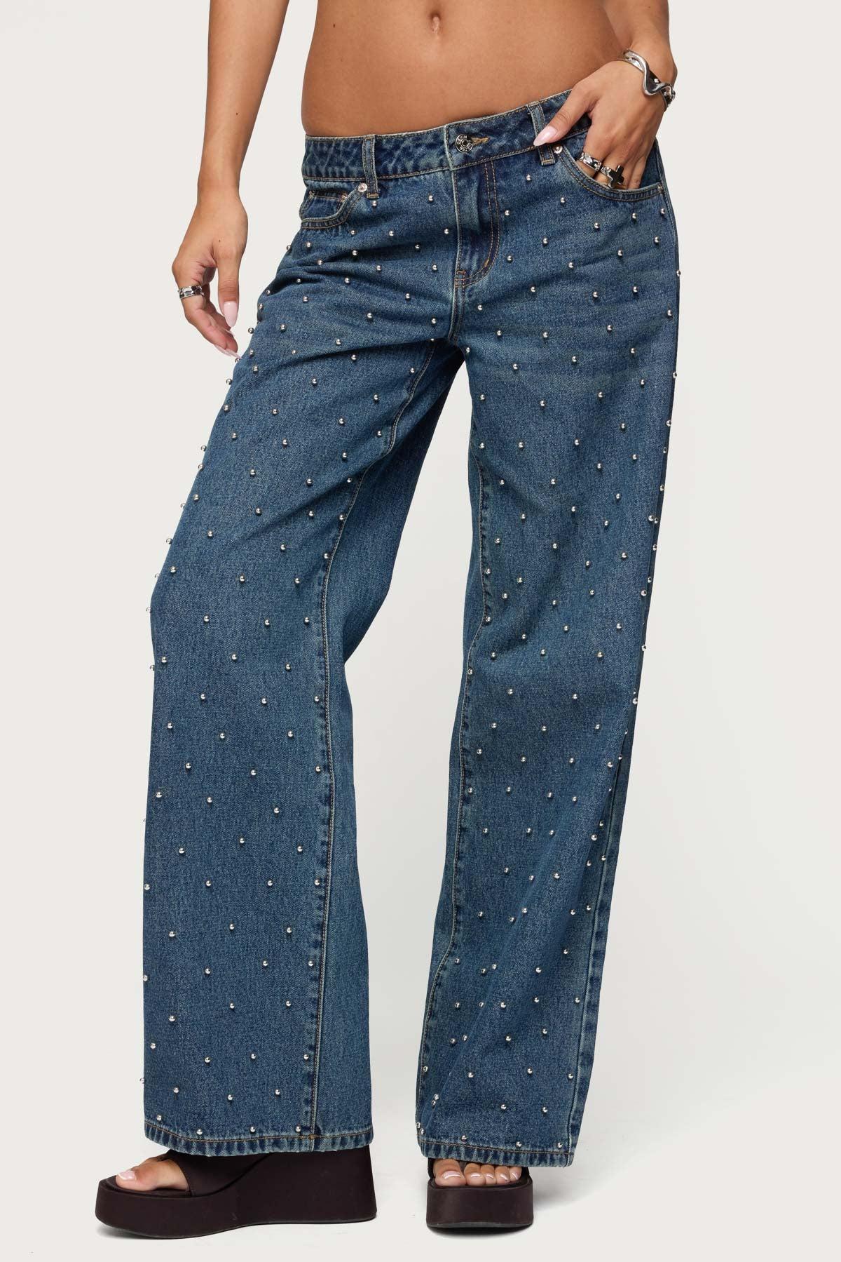 Esmay Studded Low Rise Jeans Product Image
