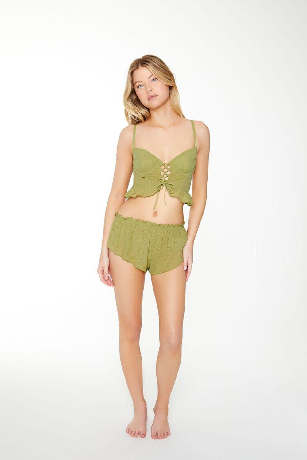 Mesh Ruffle Lace-Up Corset | Forever 21 Product Image