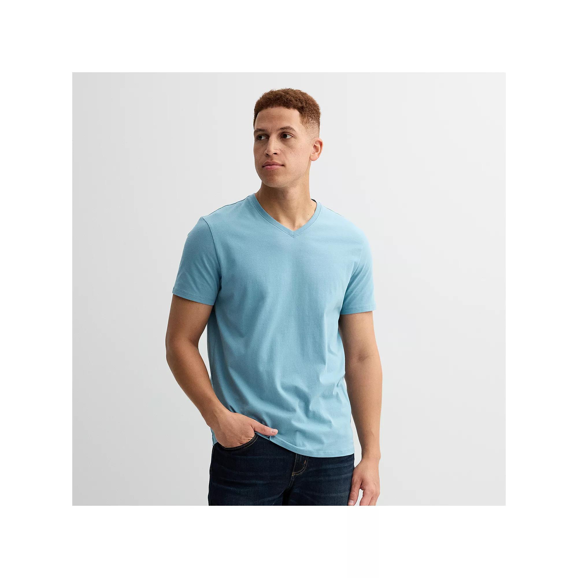 Men's Apt. 9® Premier Flex Short Sleeve V-Neck Tee, Size: XL, Silver Moss Product Image