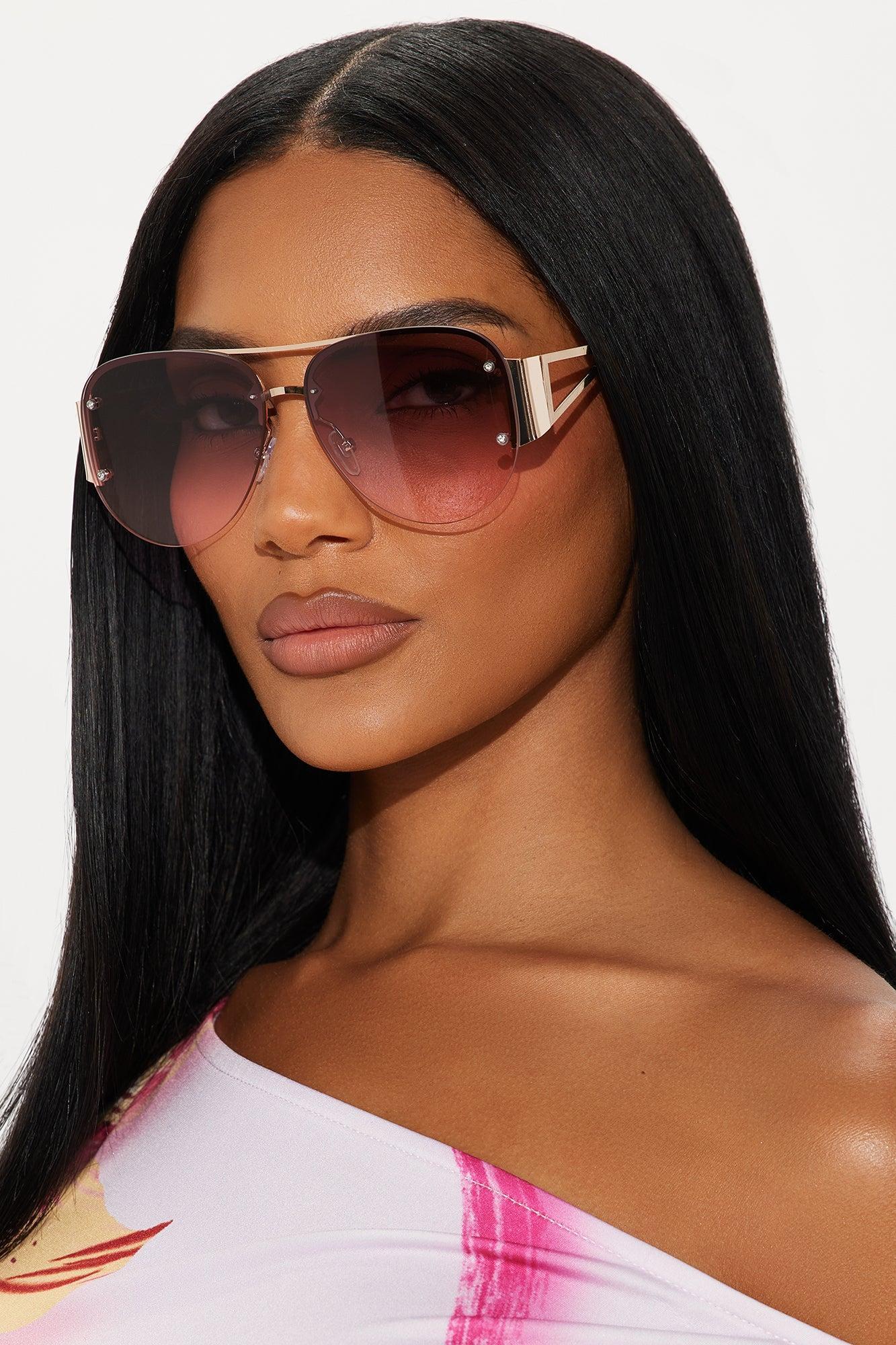 Lady May Aviator Sunglasses - Gold/Brown Female Product Image