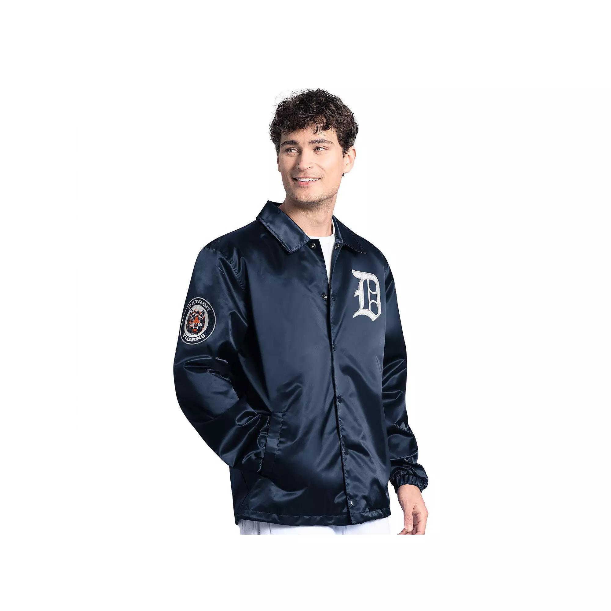 Men's Starter  Navy New York Yankees Cooperstown Collection Point Man Full-Snap Coaches Jacket, Size: 5XL, Blue Product Image