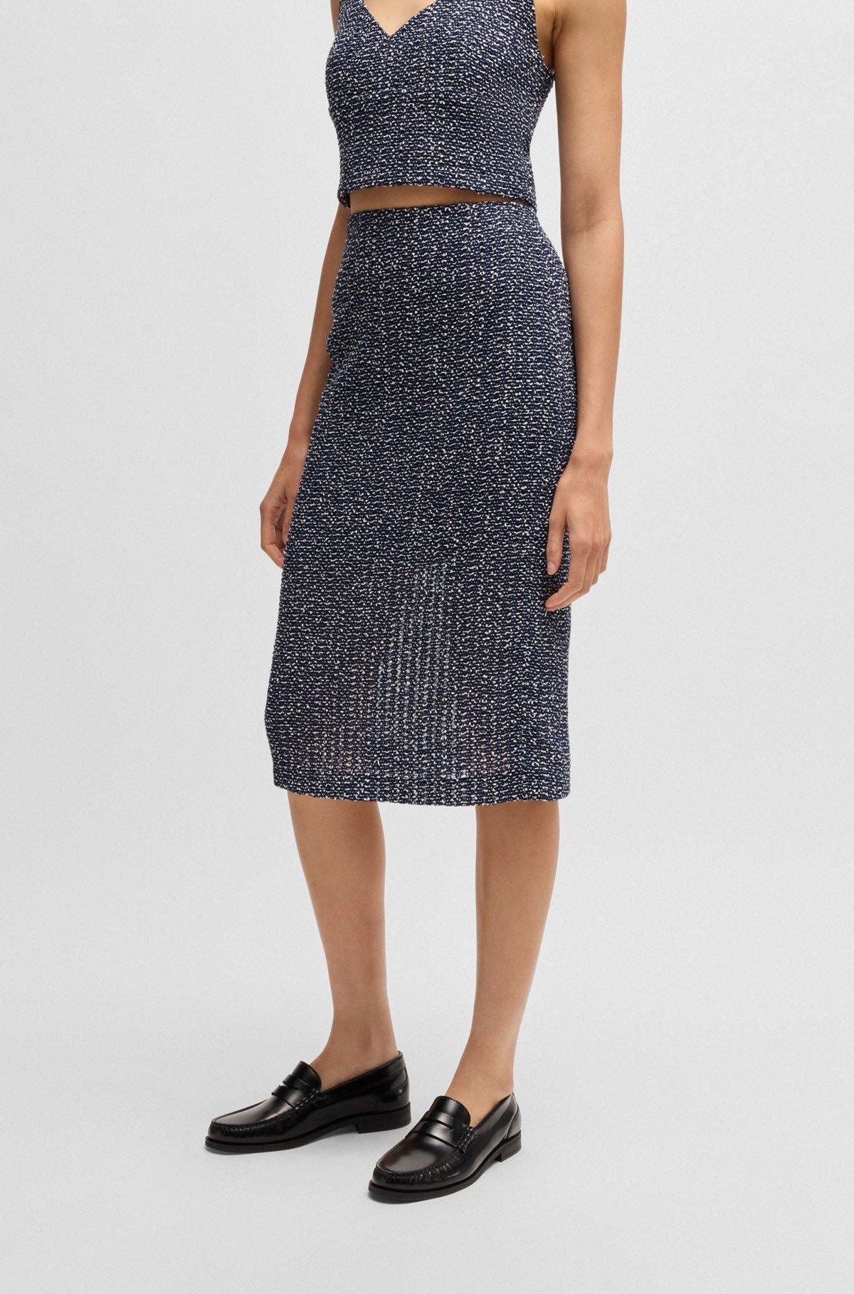 BOSS - Pencil skirt in two-tone crochet tweed - Patterned Product Image