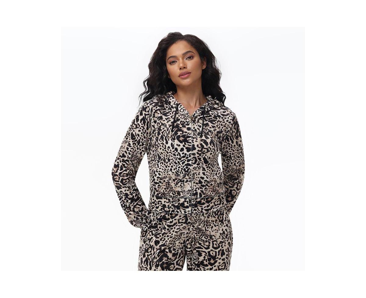 Juicy Couture Printed Classic Juicy Hoodie (Juicy Ocelot) Women's Sweatshirt Product Image