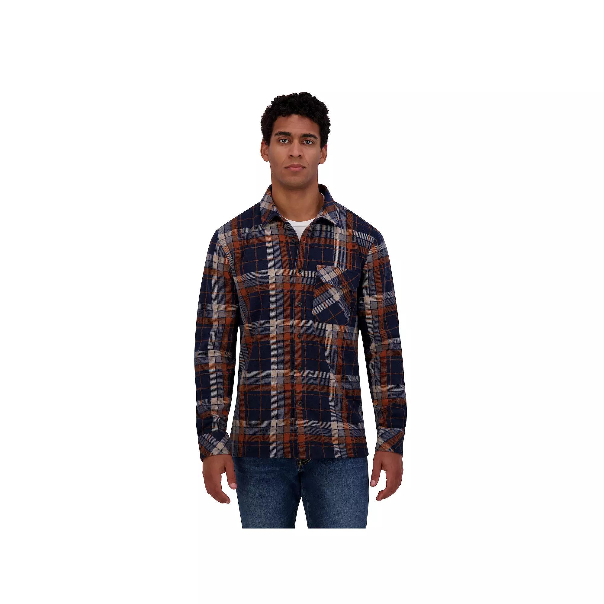 Men's ZeroXposur Knit Flannel Button-Down Shirt, Size: XXL, Brown Navy Ivory Product Image