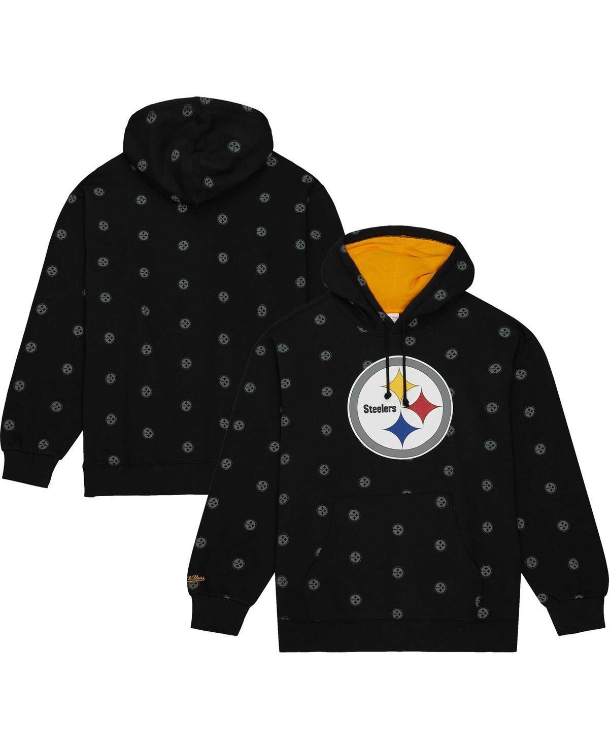 Men's Mitchell & Ness Black Pittsburgh Steelers Allover Print Fleece Pullover Hoodie, Size: Small Product Image