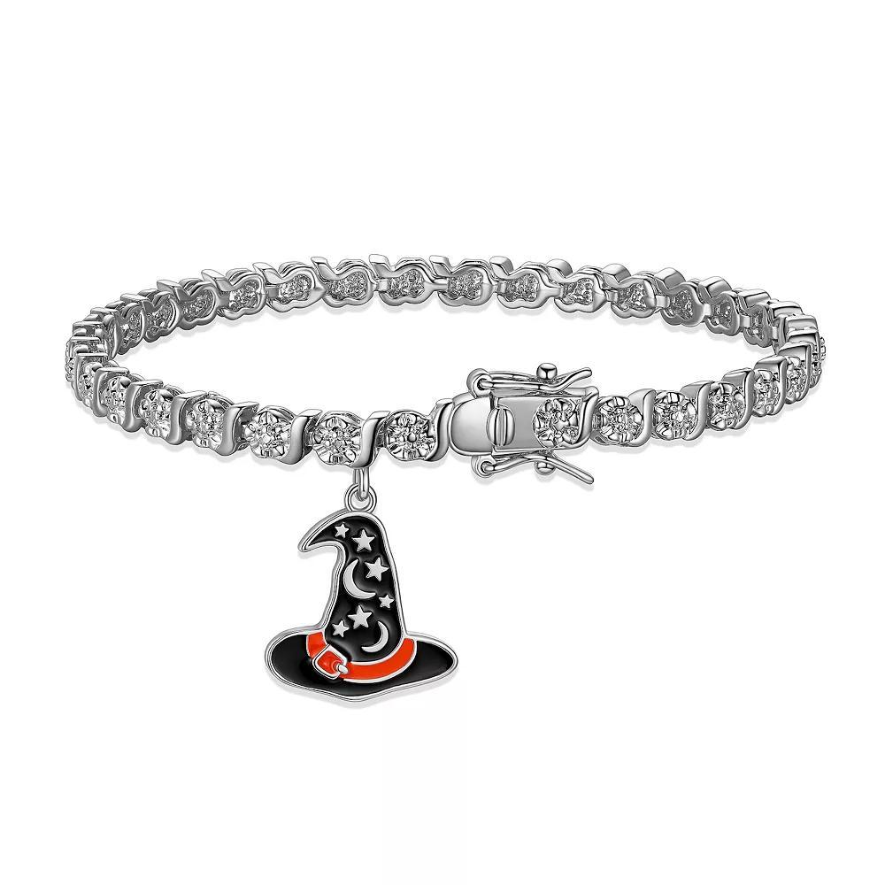 Sarafina Diamond Accent Witch Hat Charm Bracelet, Women's, Size: 7.25", Silver Tone Product Image