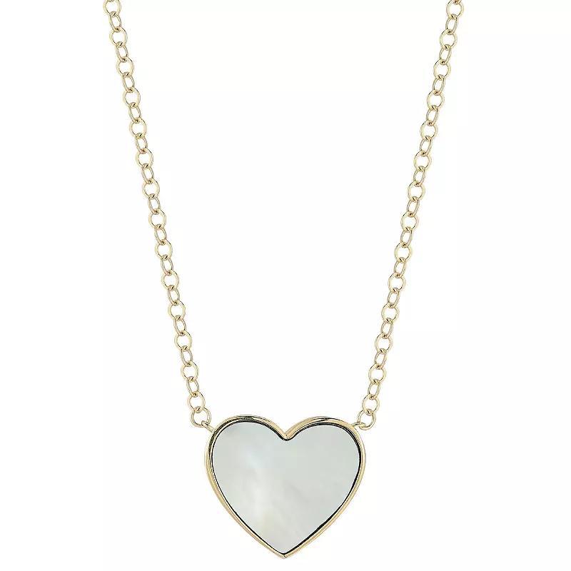 LUMINOR GOLD 14k Gold Mother of Pearl Heart Pendant Necklace, Women's, Size: 16" Product Image