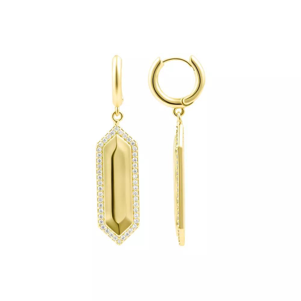 Adornia Cubic Zirconia Pave Elongated Hexagon Huggie Earrings, Womens, Gold Tone Product Image