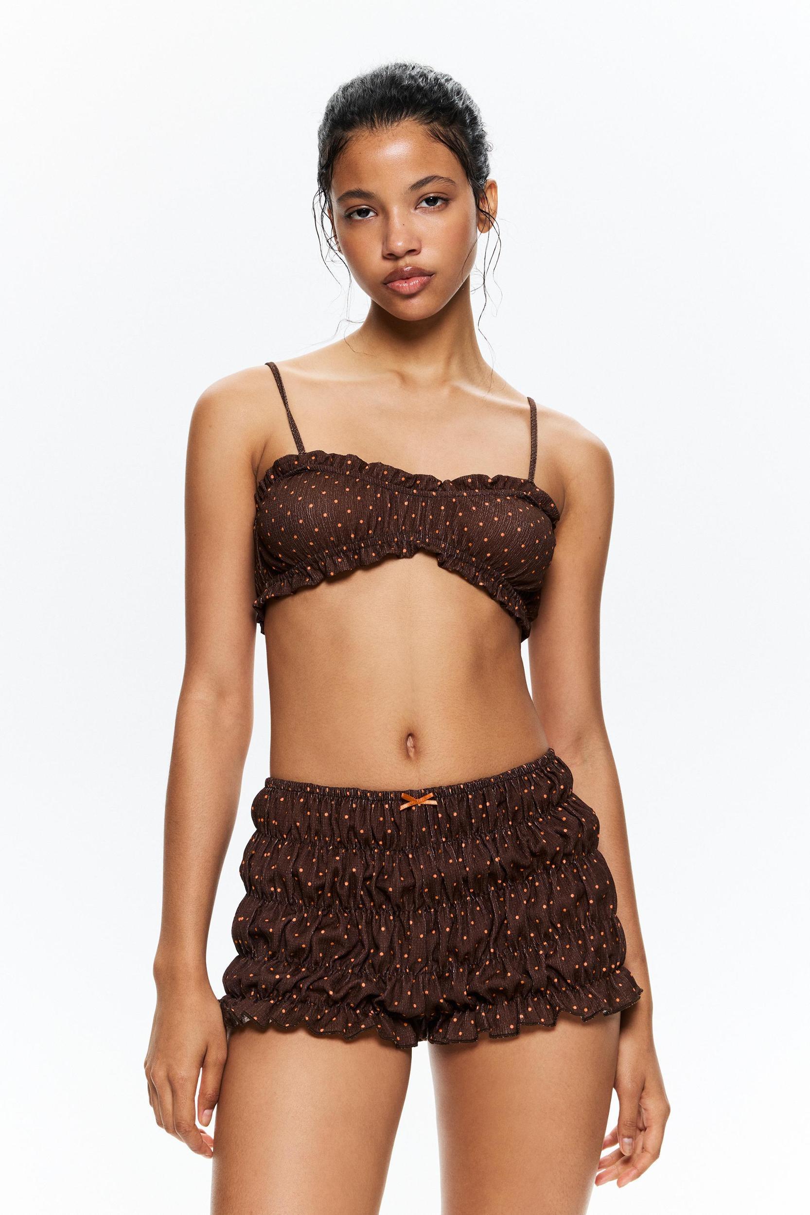 Brown polka dot crop top Product Image