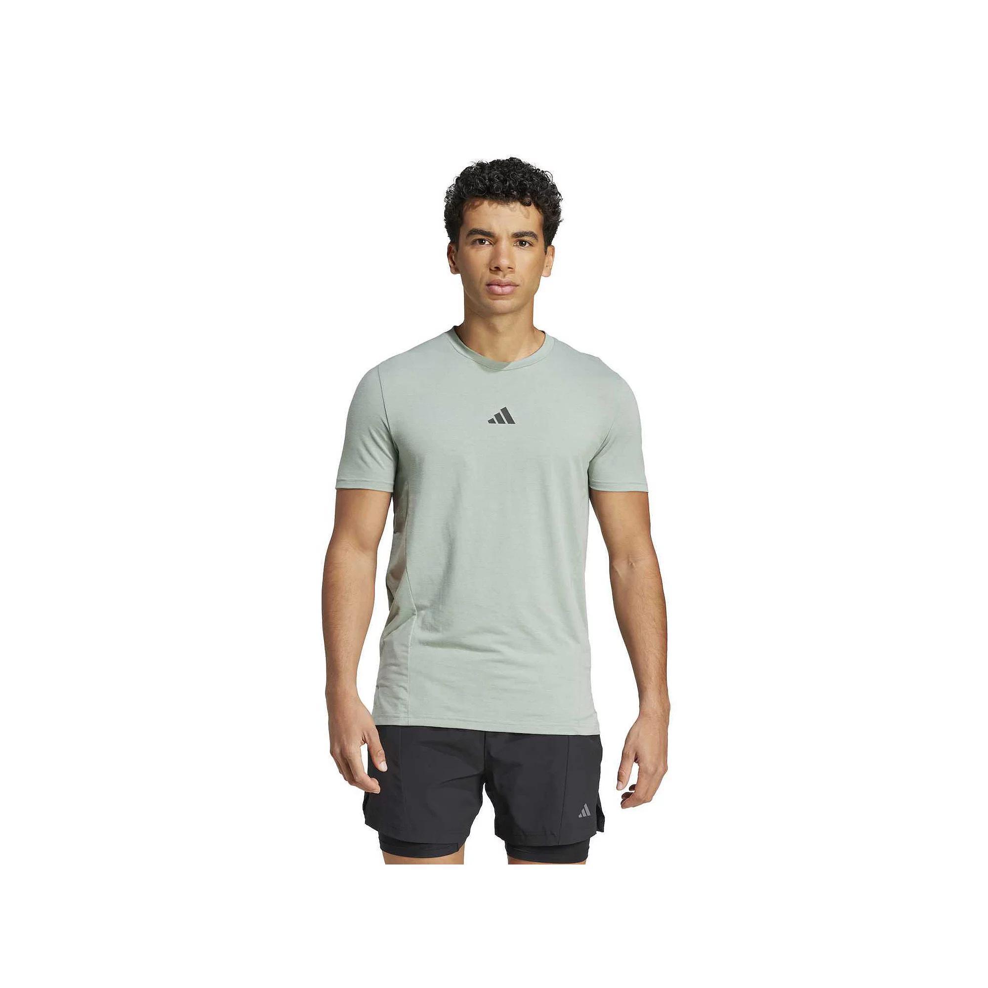 adidas Designed for Training Workout Tee Silver Green M Mens Product Image