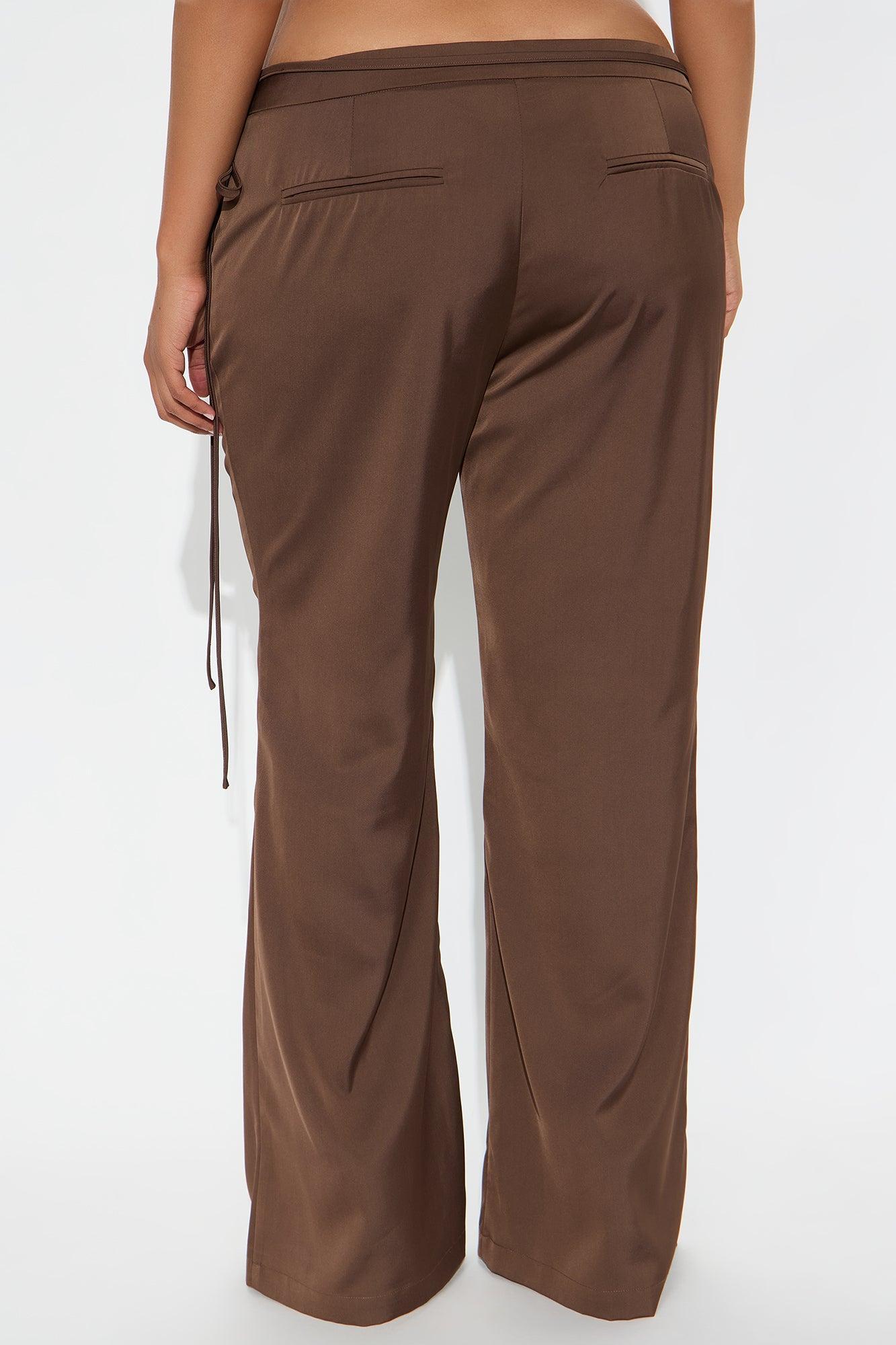 Front Page Headline Wide Leg Trouser Pant - Chocolate Product Image