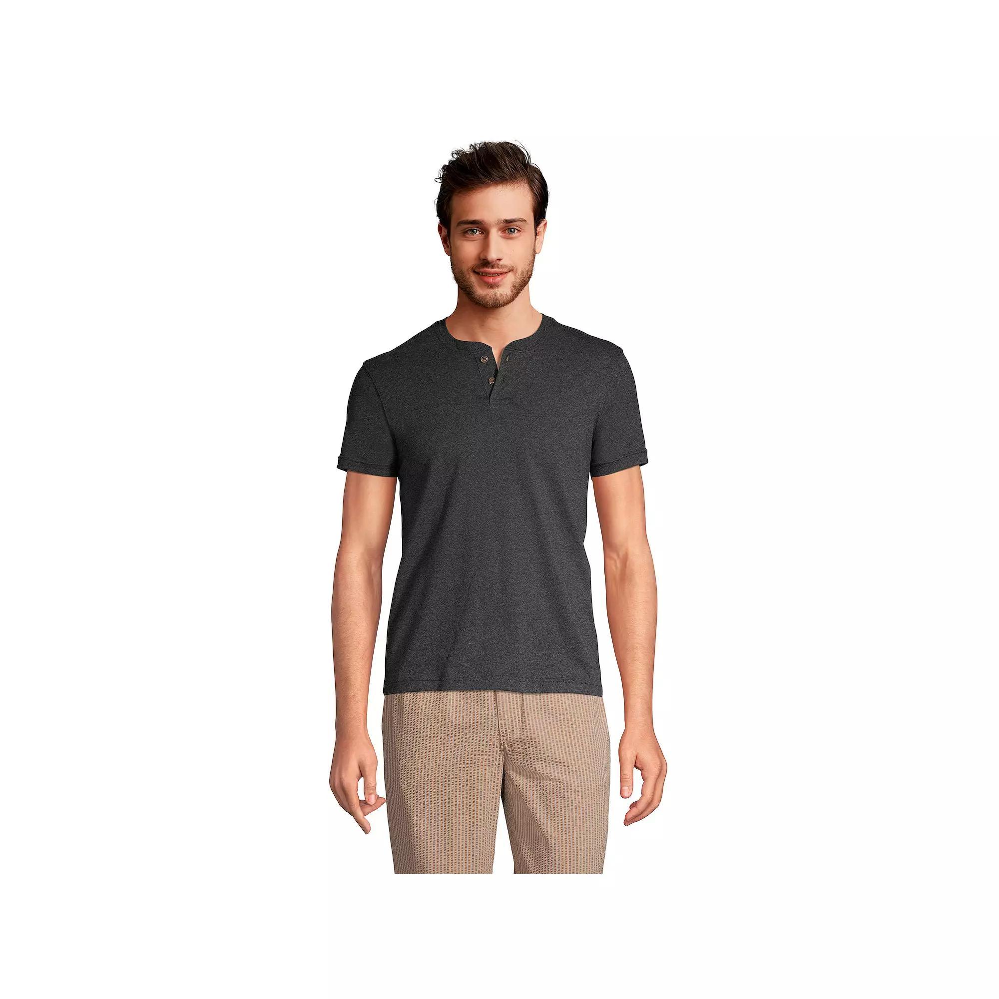 Big & Tall Lands' End Short Sleeve Super-T Henley, Men's, Size: 4XB, White Product Image
