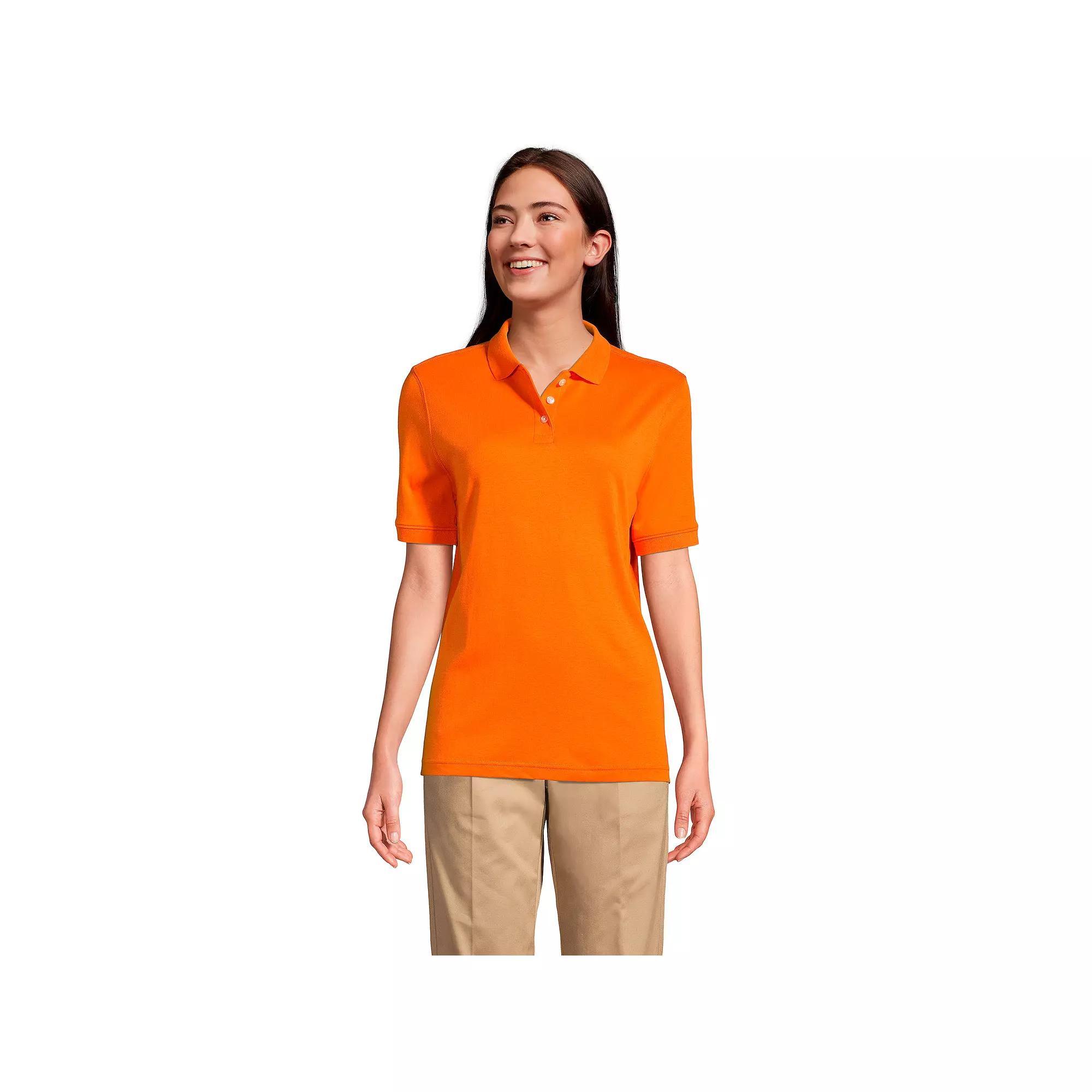 Women's Tall Lands' End School Uniform Short Sleeve Interlock Polo, Size: Small Tall, Blue Product Image