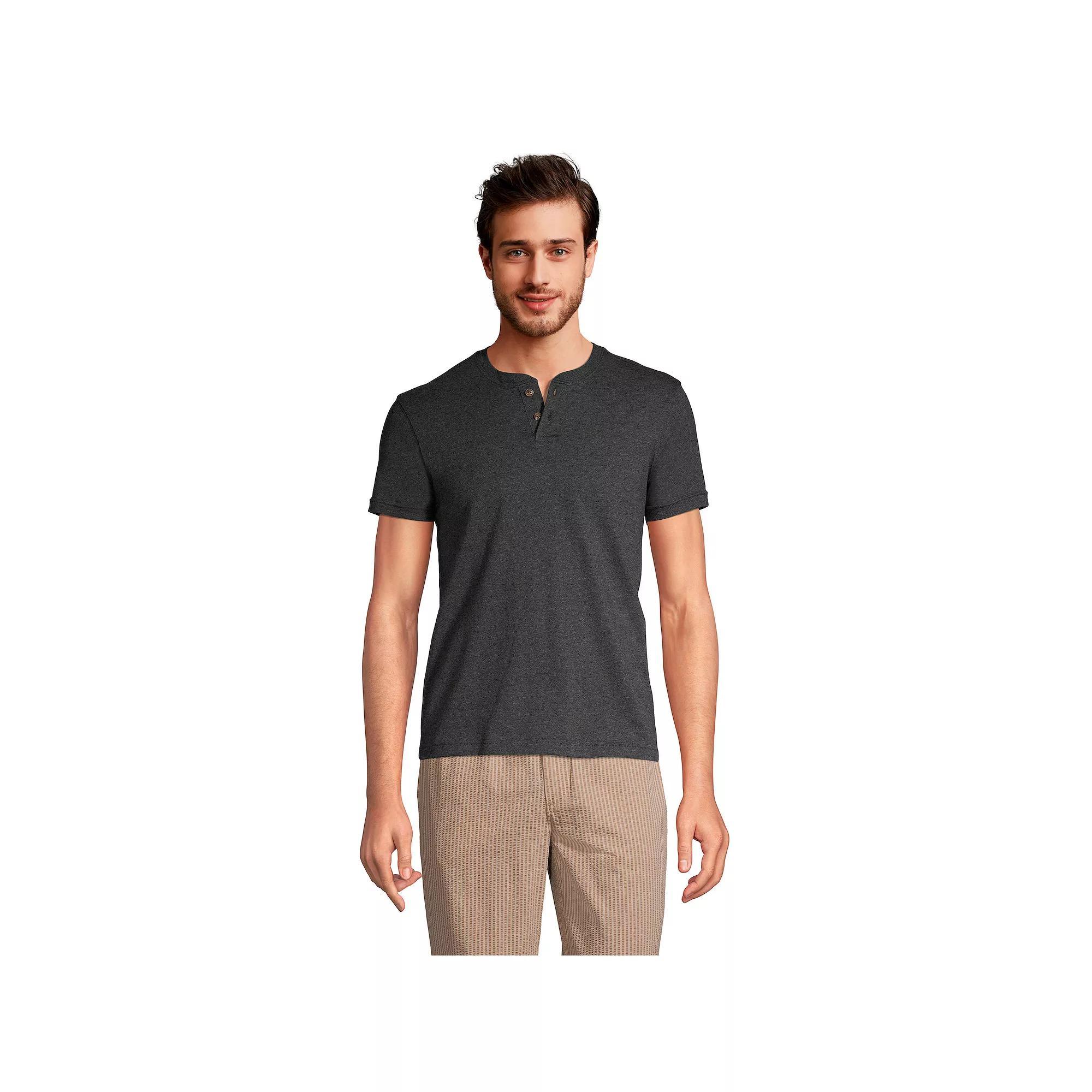 Big & Tall Lands' End Short Sleeve Super-T Henley, Men's, Size: 4XB, White Product Image
