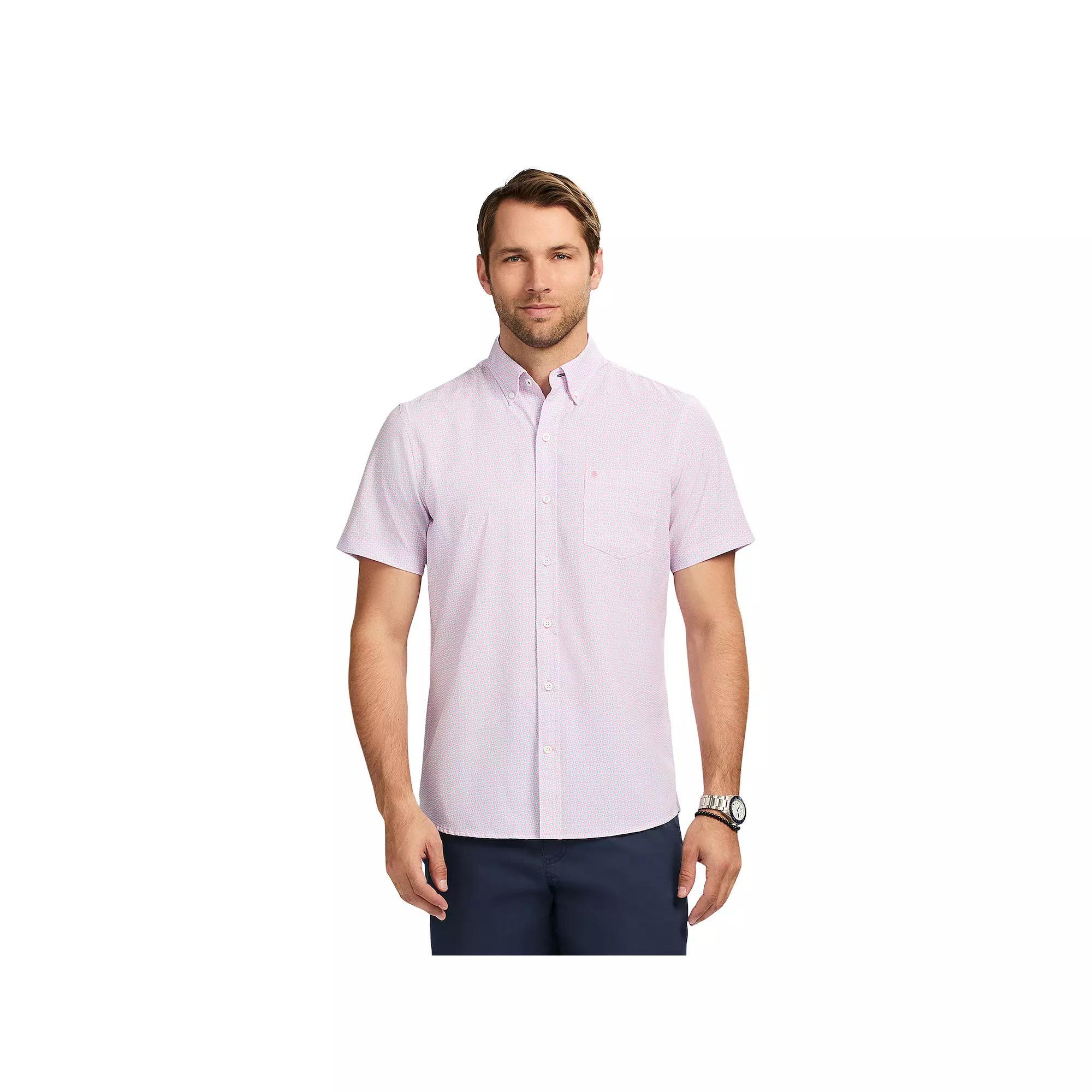 Men's IZOD Breeze Woven Short Sleeve Button Down Shirt, Size: XXL, Prism Pink Geo Product Image
