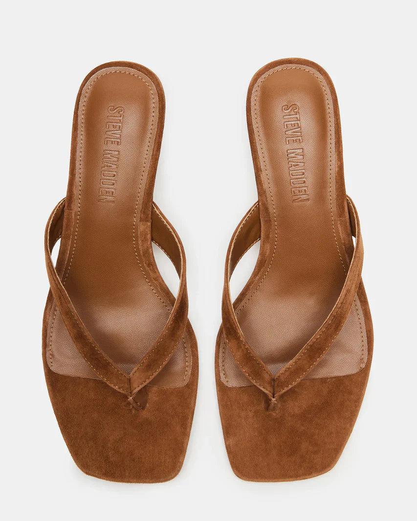 Tracie Chestnut Suede Thong Strap Kitten Heels Product Image