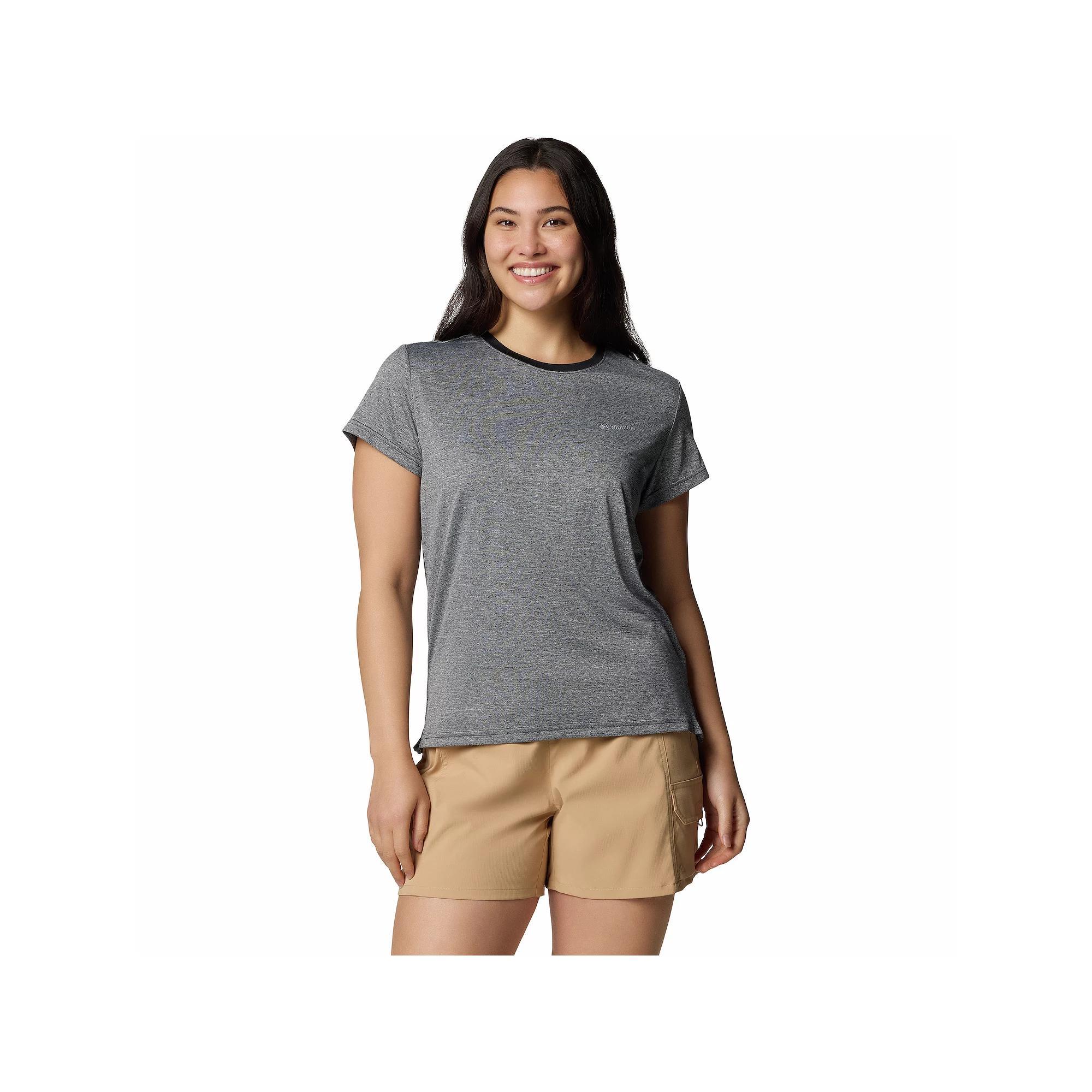 Women's Columbia Bluevista Hill Short Sleeve Crewneck T-Shirt, Size: XL, Safari Grey Product Image